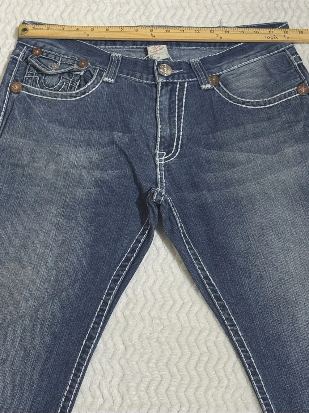 True Religion Joey Super T Denim Jeans Size 36 Embroidery Made in USA